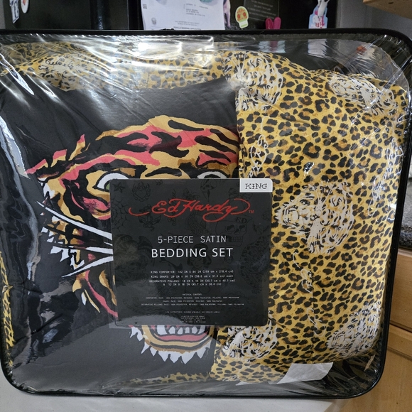 Ed Hardy Other - King Ed Hardy Cheetah Leopard Tiger 5 Piece Bedding Set Comforter